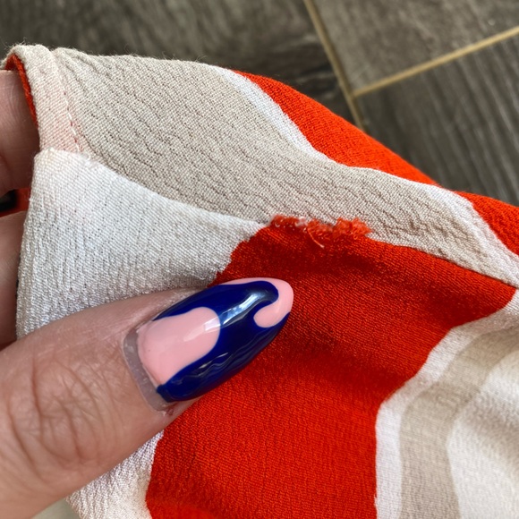 ZARA orange- red, white, cream & black striped wrap and tie cropped blouse - Picture 11 of 11